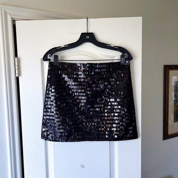 Ceren Ocak Sequin Mini Skirt Party Glam Sparkle Designer Black Size S EUC - Picture 2 of 7
